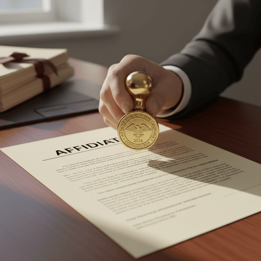 Notary stamping apostille on official document
